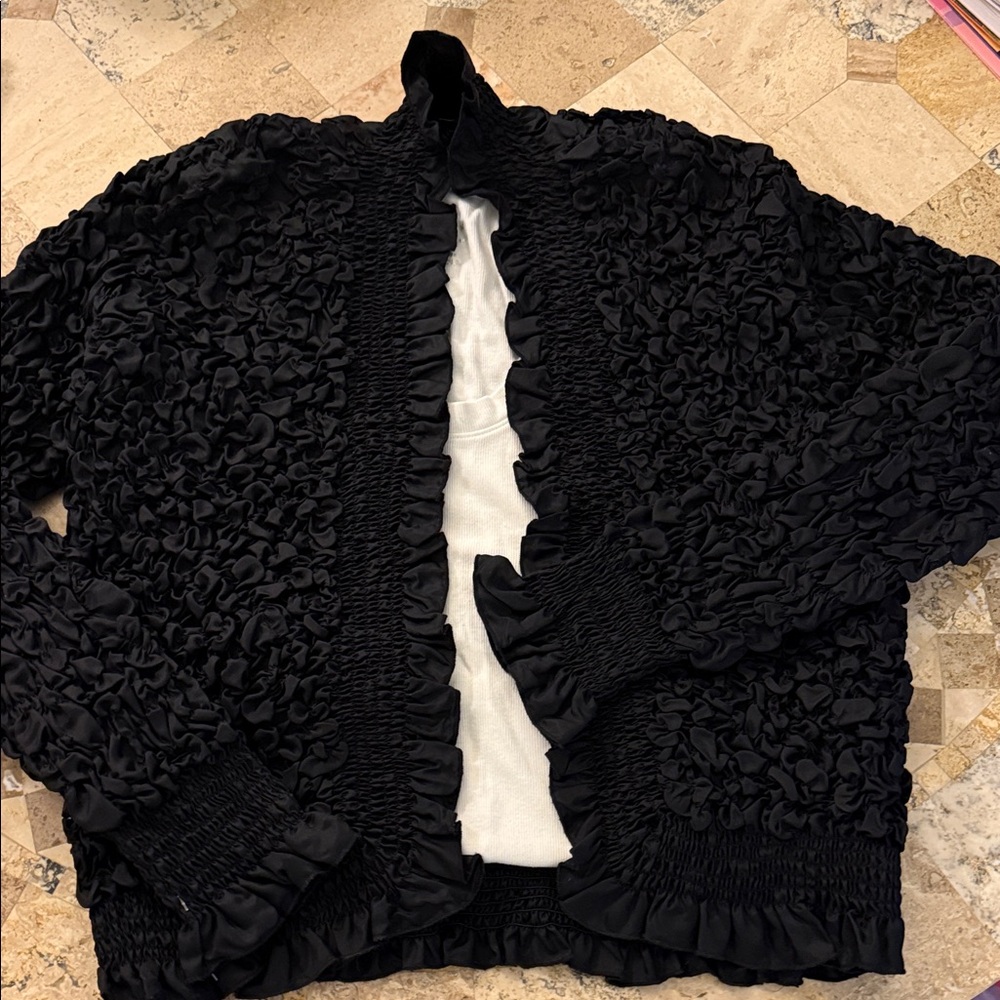 Chic Black Ruffled Jacket